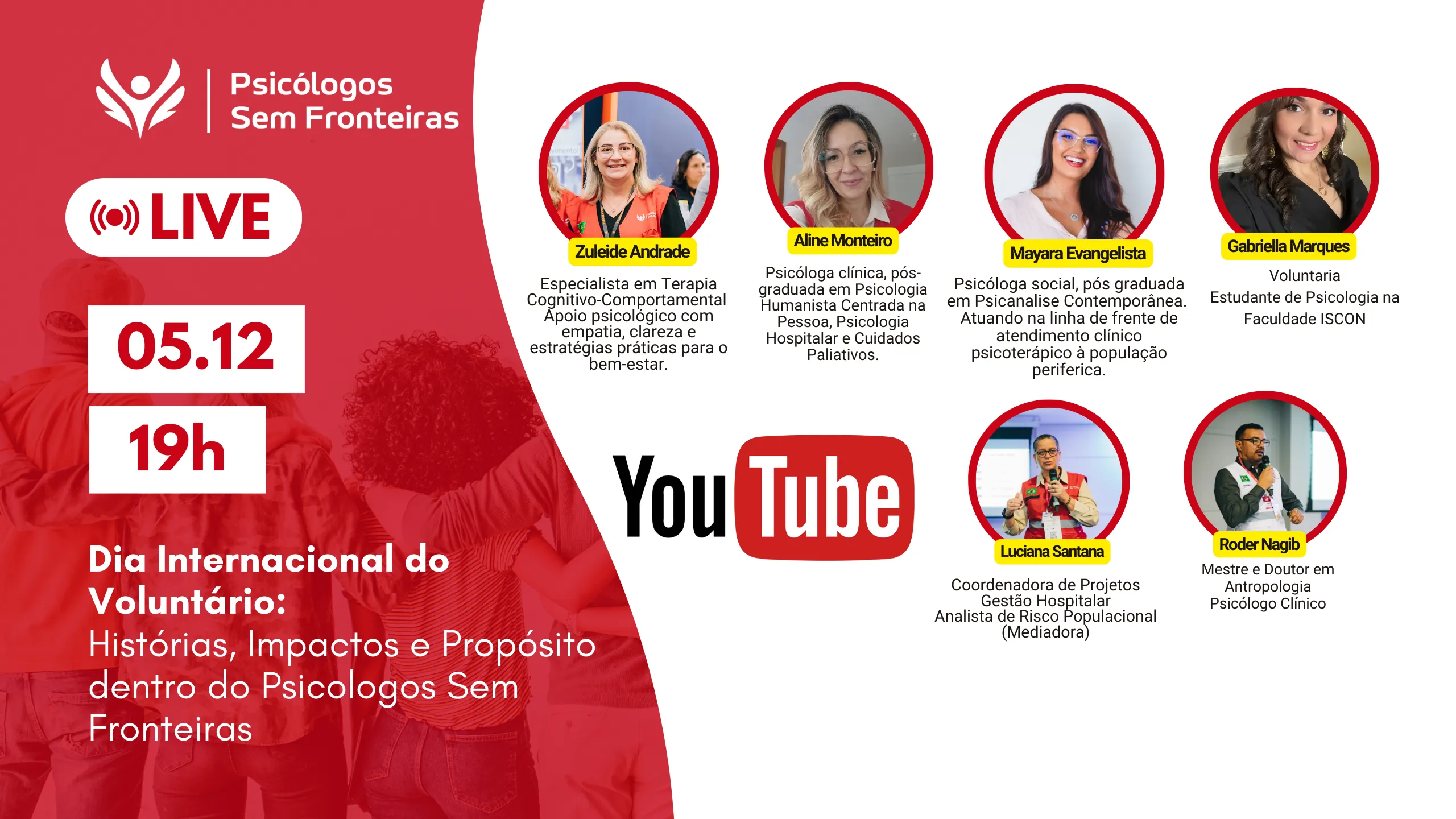 Psicólogos Sin Fronteras cierra el año con una transmisión en vivo especial por el Día Internacional del Voluntariado: historias, impacto y propósito